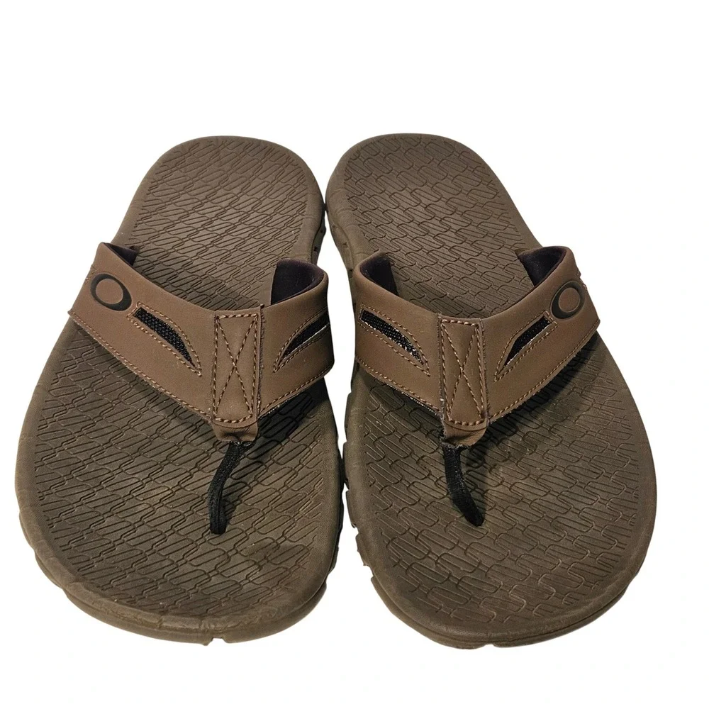 Oakley Flip Flop Sandals Mens 13 Brown Thong Logo Sport Casual